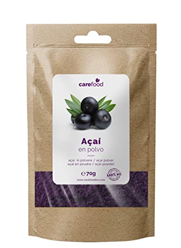 Acai en Polvo 100% Orgánico 70 gr Carefood | Bayas de Acai | Acai Berry | 100% BIO | Natural y sin Azúcares añadidos