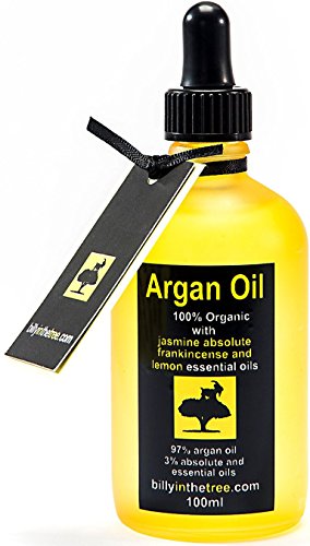 Aceite de argán puro con aceites esenciales de jazmín absoluto, incienso y limón. 100% orgánico. 100 ml. para cara, cuerpo, cabello.