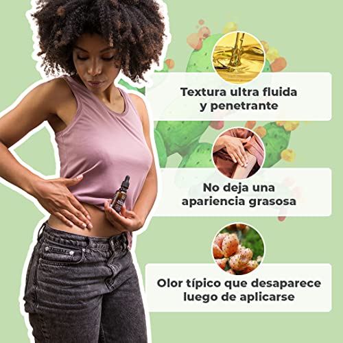 ACEITE DE HIGO CHUMBO ORGÁNICO | 100% Puro, Natural & Prensado en Frío | Rostro, Cuerpo, Cabello, Barba, Uñas | Vegano y Cruelty Free | Botella de Vidrio + Pipeta + Bomba (50ml)