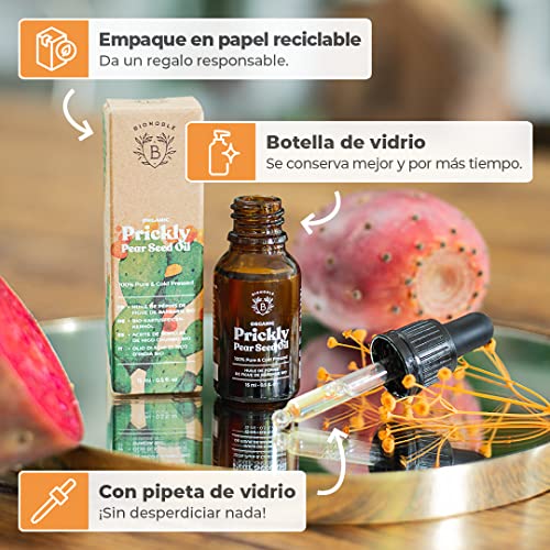 ACEITE DE HIGO CHUMBO ORGÁNICO | 100% Puro, Natural & Prensado en Frío | Rostro, Cuerpo, Cabello, Barba, Uñas | Vegano y Cruelty Free | Botella de Vidrio + Pipeta (15ml)