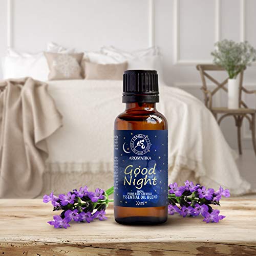 Aceite Esencial Buenas Noches 30ml - Mezcla Aceites de Lavanda & Salvia Mejor para Dulces Sueños - Aroma Difusor - Lámpara de Fragancia - Aromaterapia - Good Night Sleep Essential Oil