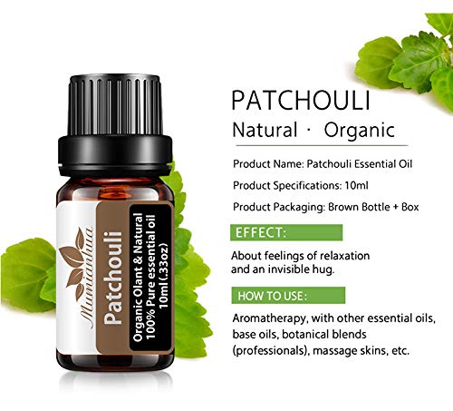 Aceite esencial pachulí bio para piel,aceite fragancia pachulí 100% puro Mumianhua 10ml Aceites esenciales pachulí grado terapéutico para difusor, hogar,aromaterapia,fabricación jabón,perfume