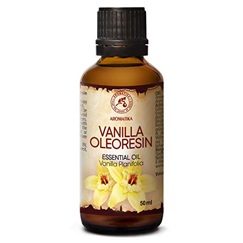 Aceite Esencial Vainilla 50ml - Oleorresina - Planifolia de Vainilla - 100% Puro para Difusores - Aromaterapia - Cuidado de Piel y Cabello - Buen Humor - Aroma Vainilla