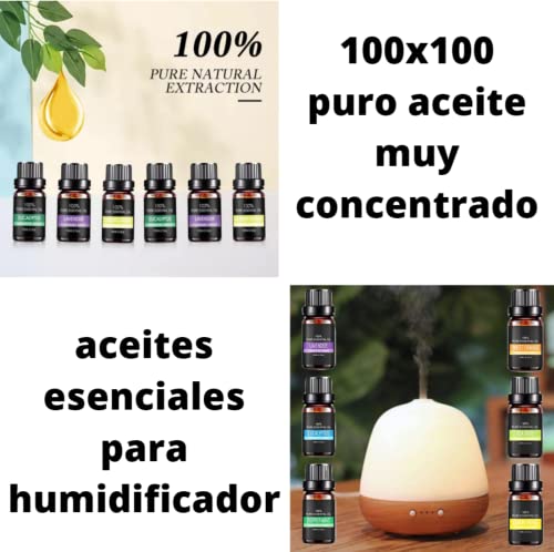 Aceites Esenciales Aromaterapia Set incluye 6X10 ml - Lavanda Naranja Menta Arbol de té Citronela Eucalyptus -100% Pure Aceites Esenciales para Humidificador Difusor Naturales Puro