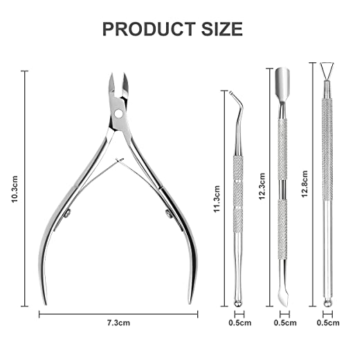 ACWOO Corta Cuticulas Profesional, 4PCS Alicate para Cutículas y Herramienta de Cortador de Cutículas, Pinza Cutícula de Acero Inoxidable, Cutícula Removedor para Las Uñas de Dedos de Manos y Pies