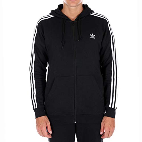 adidas 3-Stripes FZ Sudadera, Hombre, Black, M