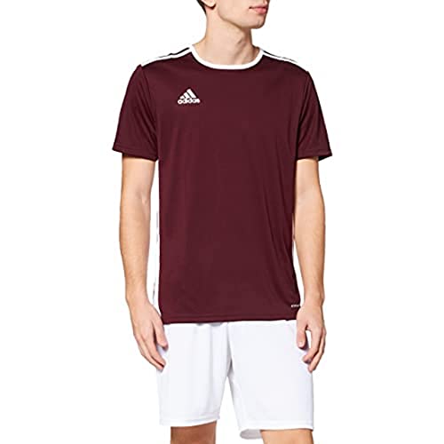 adidas Entrada 104 Camiseta de Fútbol para Hombre de Cuello Redondo en Contraste, Marrón (Maroon/White), XS