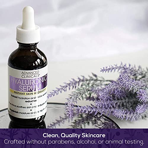 Advanced Clinicals Hyaluronic Acid Face Serum. Anti-aging Face Serum- Instant Skin Hydrator, Plump Fine Lines, Wrinkle Reduction. 1.7 Fl Oz