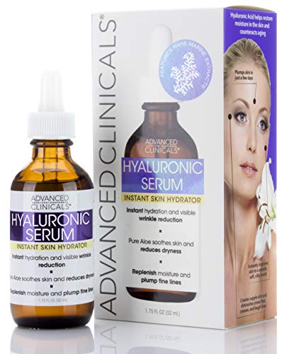 Advanced Clinicals Hyaluronic Acid Face Serum. Anti-aging Face Serum- Instant Skin Hydrator, Plump Fine Lines, Wrinkle Reduction. 1.7 Fl Oz