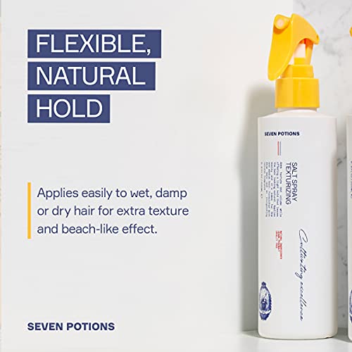 Aerosol de Textura de Sal de Seven Potions para Cabello Masculino - Natural, A Base de Agua, Acabado Mate, Retención Texturizada para Volumen - Natural, Vegano (200ml)