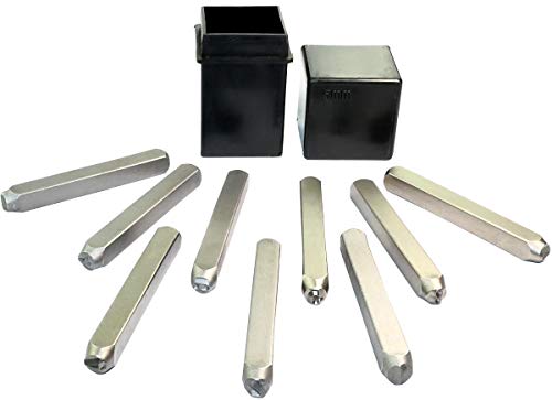 AERZETIX - Set/Juego/Kit de 9 Números para Grabar de 0 a 8 a golpear 5mm - Caja/Soporte para Punzones - Estampa/Símbolo/Tampón/Relieve - Madera/Cobre/Metal/Oro - Acero - C45939