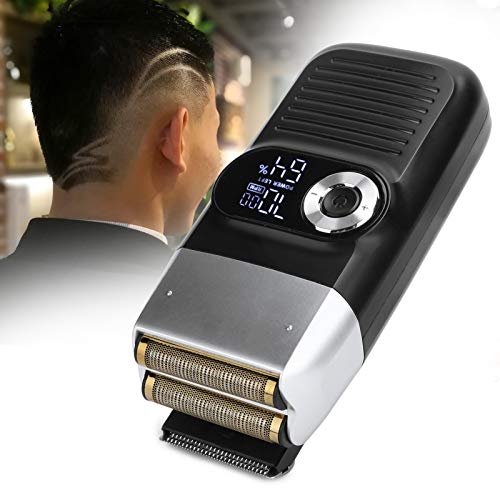 Afeitadora eléctrica de láminas, recortadora de barba con cabeza calva recargable, maquinilla de afeitar LCD para bigote con cabezal de corte flotante y diseño de hoja de doble vía para hombres, viaje