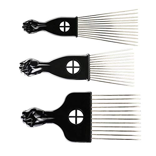 African Hair Selecciones Puño Escoja Metal de punta Afro peines de peluquería cepillo de modelado del sistema de herramienta para todo tipo de cabello