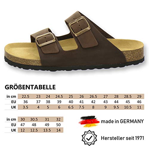 AFS-Schuhe 3100 cómodas pantuflas para hombre de piel, zapatillas de trabajo, fabricadas en Alemania, marrón tabaco, 44 EU