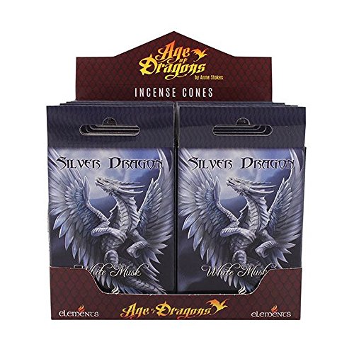 Age Of Dragons Expositor con 12 Paquetes DE 15 Conos de Incienso Silver Dragon (Talla Única/Gris)