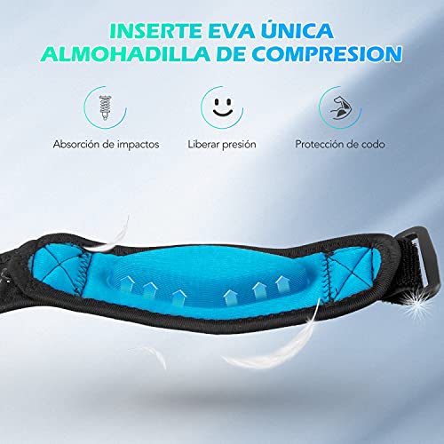 AGPTEK 2 x Cinta de Codo Tenista, Coderas de Golfista Ajustable y Antideslizante con Almohadilla EVA para Tenis, Golf, Levantamiento de Pesas, Cricket, Canotaje, Unisex