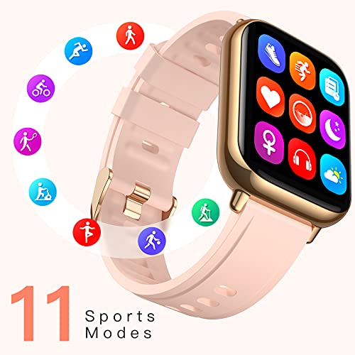 AGPTEK Smartwatch Mujer, 1.69'' Reloj Inteligente Deportivo Impermeable IP68 con SpO2 Oxígeno en Sangre Monitor de Frecuencia Cardíaca, Sueño Podómetro y Calorías, Rosa