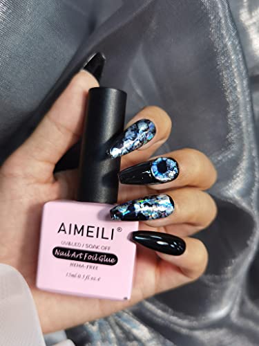 AIMEILI Nail Art Foil Glue Gel, Transfer Pegamento, para Diseños Nail Art Foil Sticker Láminas de Uñas, Lámpara de Uñas Necesaria Soak Off 2X15ML