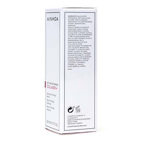 AINHOA Cosmetics - COLLAGEN+ Sérum Firmeza Absoluta 50 ml – Tratamiento Facial Antiedad, Reafirmante e Hidratante con Colágeno marino para Mujer - Día/Noche- Calidad Profesional.