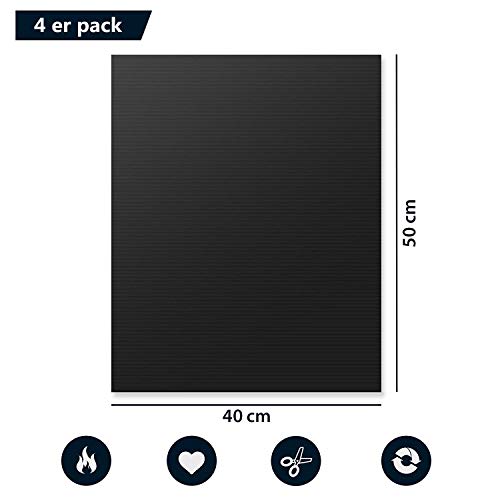 Aiqulai BBQ Mat, Estera de Barbacoa Barbacoa Mat Reutilizable Estera Antiadherente con Acabado de Teflón para Horno - Rejilla para Parrillas Extra Grande 50 x 40 cm(Set de 4)