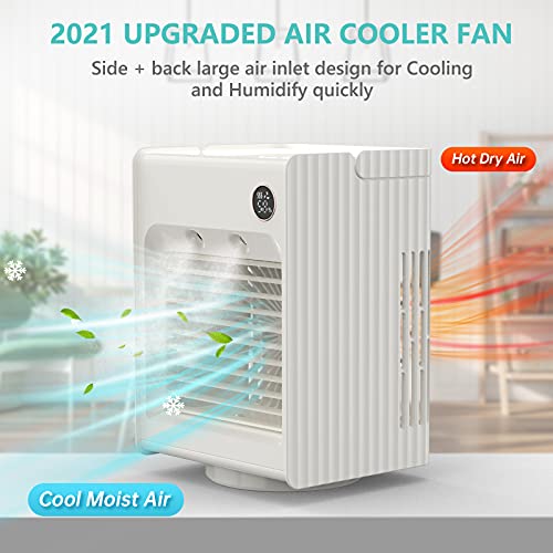 Aire acondicionado portátil Enfriador de Aire Climatizador Evaporativo Ventilador con Función de Humidificación, 3 Niveles de Potencia, Oscilación de 120 ° con luz nocturna para oficina y hogar