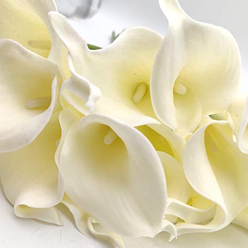 Aisamco 20 Piezas Artificial Calla Lily Lataex Real Touch Flower Bouquets Flor de Seda Artificial para la Boda Nupcial Decoración del hogar