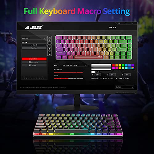 AJAZZ AK33 Teclado mecánico Gaming RGB roja Switch 82 Teclas 100% Anti-Ghosting 19 Modos de iluminación RGB para PC/Mac con Windows.