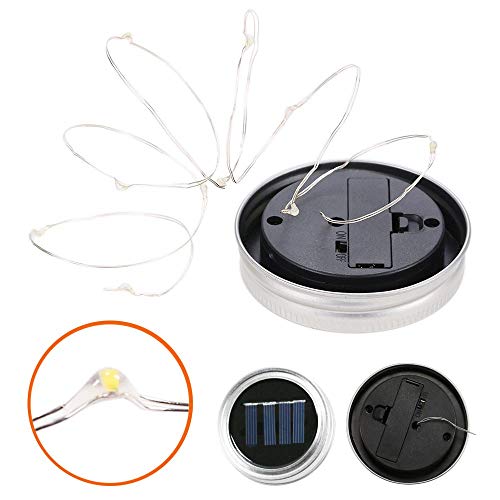 ALED LIGHT 3 Pack Luz de Tarro de Albañil Solar Cálido Blanco 2 Metros 20 Lámparas LED de Plata de Hadas Casquillo de la Luz para Vidrio Tarro de Albañil Colgante Linterna Jardín Luz Decorativa