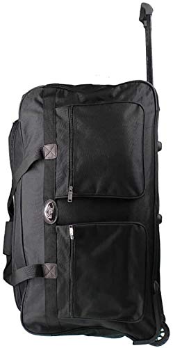 Alexander Bolsa de Viaje Deportes Extra Maleta Trolley Grande Mochila 2 Ruedas con Asa Doble Tamño S/M/L 90X48X33cm Capacidad de 140L (Negro, L) ST01-Negro