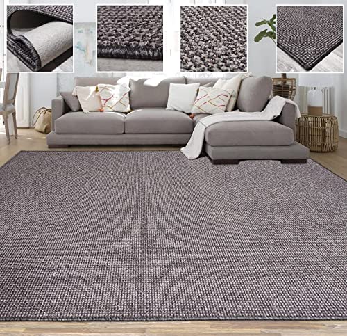 Alfombra para salón Grande , Rustica Efecto Yute Natural sin Pelo para habitación Dormitorio o Cocina, Color marrón Caoba.