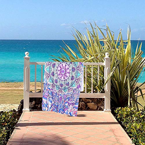 Alishomtll Toalla de playa de microfibra, grande con diseño, suave, toalla de playa, ultraligera, absorbente, secado rápido, 80 x 150 cm, color lila