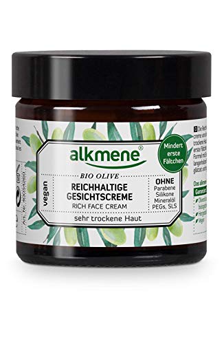 alkmene crema facial hidratante con oliva orgánica - Crema de la cara especial para pieles secas - sin siliconas, parabenos ni PEGs, SLS y SLES - (1x 50 ml)