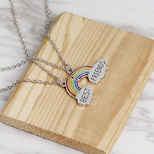 Allayu 2 PC/Sistema Colorido Mejor Colgante, Collar de Amigos del Arco Iris joyería Rompecabezas del Collar Pendiente de Buena Amistad joyería de la Cadena de Navidad Enlace Regalo