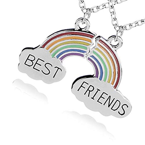 Allayu 2 PC/Sistema Colorido Mejor Colgante, Collar de Amigos del Arco Iris joyería Rompecabezas del Collar Pendiente de Buena Amistad joyería de la Cadena de Navidad Enlace Regalo