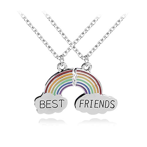 Allayu 2 PC/Sistema Colorido Mejor Colgante, Collar de Amigos del Arco Iris joyería Rompecabezas del Collar Pendiente de Buena Amistad joyería de la Cadena de Navidad Enlace Regalo