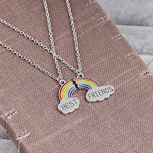 Allayu 2 PC/Sistema Colorido Mejor Colgante, Collar de Amigos del Arco Iris joyería Rompecabezas del Collar Pendiente de Buena Amistad joyería de la Cadena de Navidad Enlace Regalo