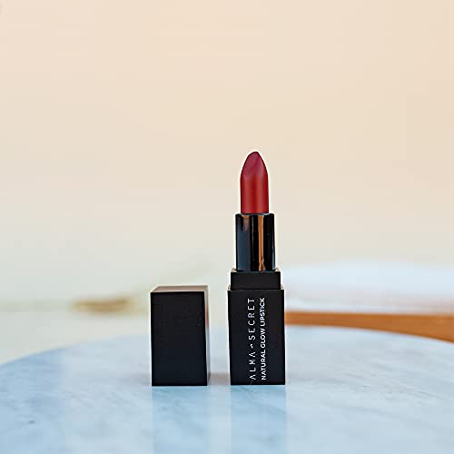 Alma Secret Pintalabios Natural Glow Lipstick para labios realzados, jugosos y muy glow. Ecocert Cosmos Natural - 4ml. (COOL RED Nº48)