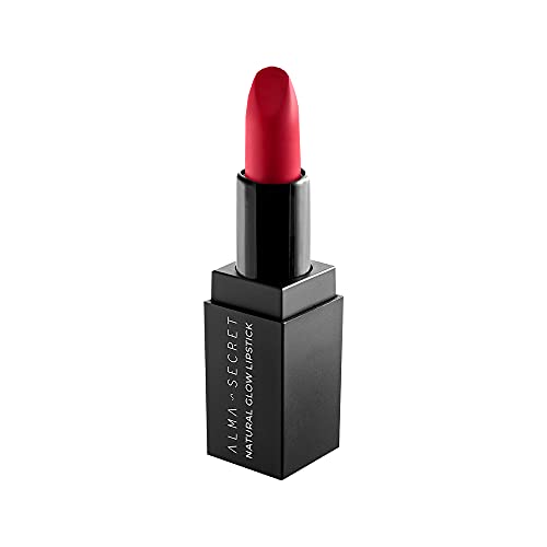 Alma Secret Pintalabios Natural Glow Lipstick para labios realzados, jugosos y muy glow. Ecocert Cosmos Natural - 4ml. (COOL RED Nº48)