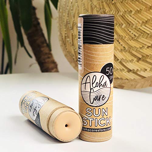 Aloha Sun Stick SPF 50+ | Protector solar mineral teñido para el surf | Tubo de papel ecológico (beige)