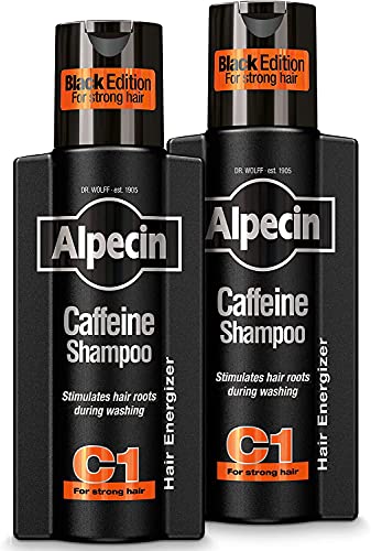 Alpecin Black Champú para Hombres con Nueva Fragancia 2x 250 ml | Champú para el Crecimiento del Cabello | Champú para un Cabello Natural y Fuerte | Cuidado del Cabello