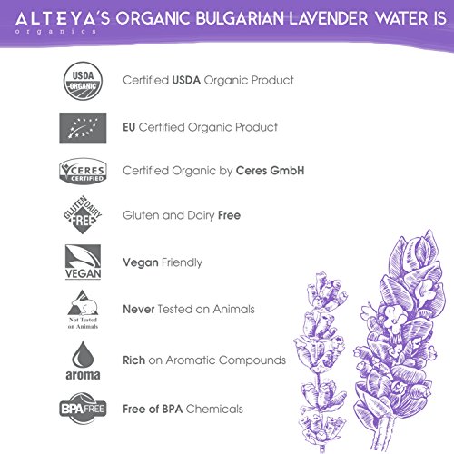 Alteya Organic agua floral de lavanda 500 ml - 100% certificado por el USDA Auténtico Agua de flor natural pura destilada al vapor y vendida directamente por el cultivador de lavanda Alteya Organics