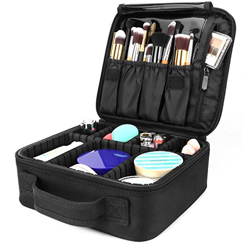 AMASAVA Bolsa de Maquillaje,cosmético para Maquillaje,Bolsa de Almacenamiento,con divisiones extraíbles,26.5 * 11.5 * 23.5 cm, Negro