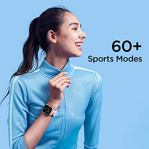 Amazfit Bip U Series Smartwatch Fitness Reloj Inteligente 60+ Modos Deportivos 1.43" Pantalla táctil a Color Grande 5 ATM (SpO2) Oxígeno en Sangre Frecuencia Cardíaca, Rosado