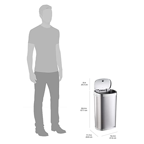 Amazon Basics - Cubo de basura automático de acero inoxidable, rectangular, 50 litros
