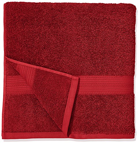 Amazon Basics - Juego de toallas (colores resistentes, 2 toallas de baño, 2 de manos y 2 para bidé), color rojo