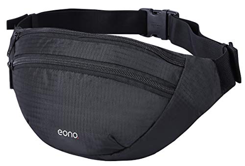 Amazon Brand - Eono Riñonera Ligera con Correa de Hebilla Ajustable para Hombres, Mujeres, Riñonera Desportiva con Dual Bolsillos para Caminatas, Paseos de Perros, Viajes y Actividades al Aire Libre