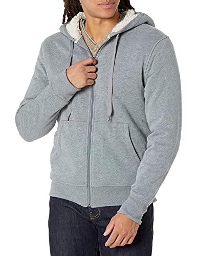 Amazon Essentials Sherpa Lined Full-Zip Hooded Fleece Sweatshirt Novelty-Hoodies, Gris Claro, US XXL (EU XXXL-4XL)