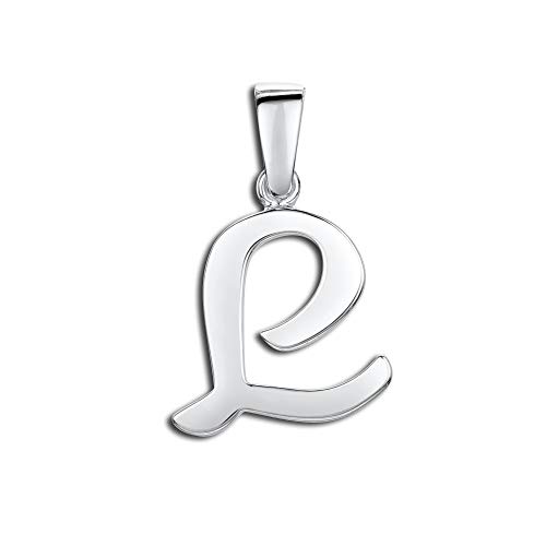 Amberta Joyas - Colgante en Forma de Inicial en Plata de Ley 925 - Colgante Clásico para Mujer de Moda - Letra L