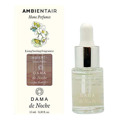 Ambientair Home Perfumes. Aceite hidrosoluble 15 ml con fragancia Dama de Noche. Aceite perfumado Dama de Noche. Aceite para humidificador. Ambientador para casa sin alcohol.