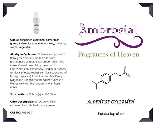 Ambrosial - Fragrances of Heaven Cyclamen Aldehíde Perfume Ingrediente Pepino Melón Floral Fresco (15ml)